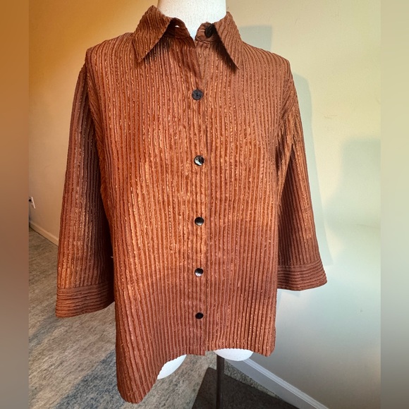 Burnt Orange Coldwater Creek Button Down Blouse - Picture 1 of 6